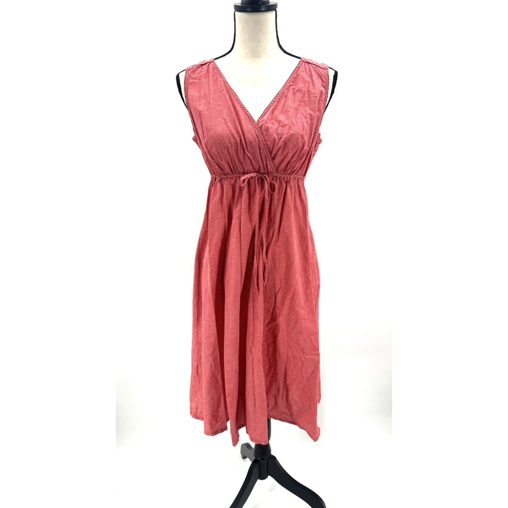 Women Cotton Babydoll Dress 6 Red Aster Empire Tie Waist Country Cottage Coastal